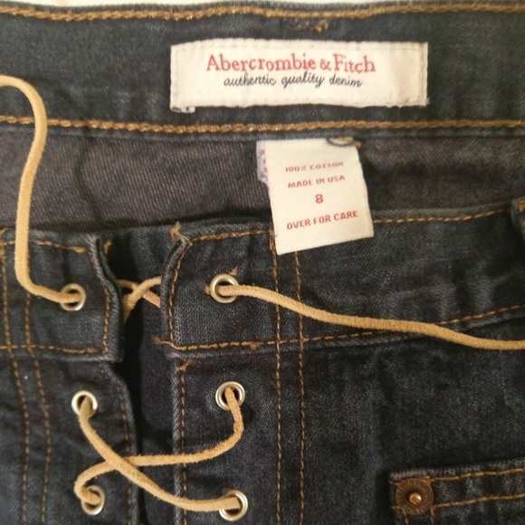 Abercrombie & Fitch lace-up flare jeans, dark wash - Picture 5 of 8